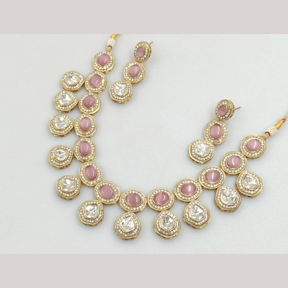 FS Collection Gold Plated Kundan Necklace Set