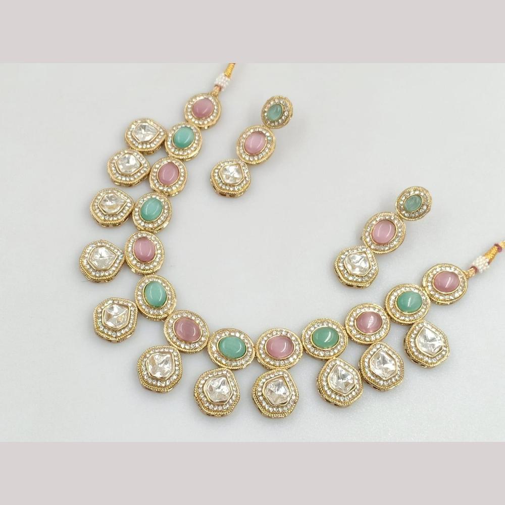 FS Collection Gold Plated Kundan Necklace Set