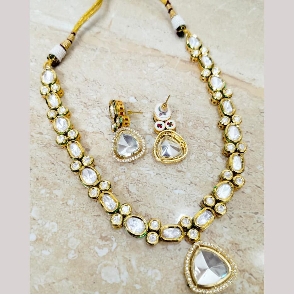 FS Collection Gold Plated Kundan Necklace Set