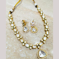 FS Collection Gold Plated Kundan Necklace Set