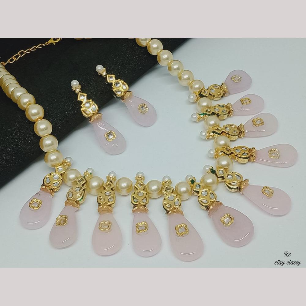 FS Collection Gold Plated Pota Stone And Beads Necklace Set