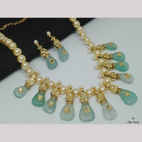 FS Collection Gold Plated Pota Stone And Beads Necklace Set