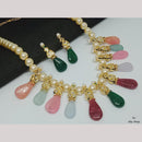 FS Collection Gold Plated Pota Stone And Beads Necklace Set