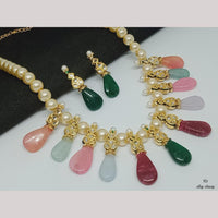FS Collection Gold Plated Pota Stone And Beads Necklace Set