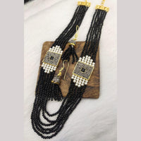 FS Collection Gold Plated Pearl And Beads Multi Layer Necklace Set