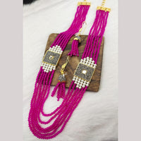 FS Collection Gold Plated Pearl And Beads Multi Layer Necklace Set