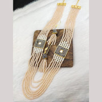 FS Collection Gold Plated Pearl And Beads Multi Layer Necklace Set
