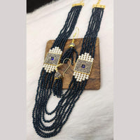 FS Collection Gold Plated Pearl And Beads Multi Layer Necklace Set