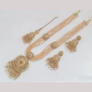 FS Collection Gold Plated Crystal Stone And Beads Long Necklace Set