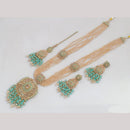 FS Collection Gold Plated Crystal Stone And Beads Long Necklace Set