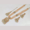 FS Collection Gold Plated Crystal Stone And Beads Long Necklace Set