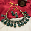 FS Collection Oxidised Plated Pota Stone Necklace Set