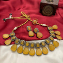 FS Collection Oxidised Plated Pota Stone Necklace Set