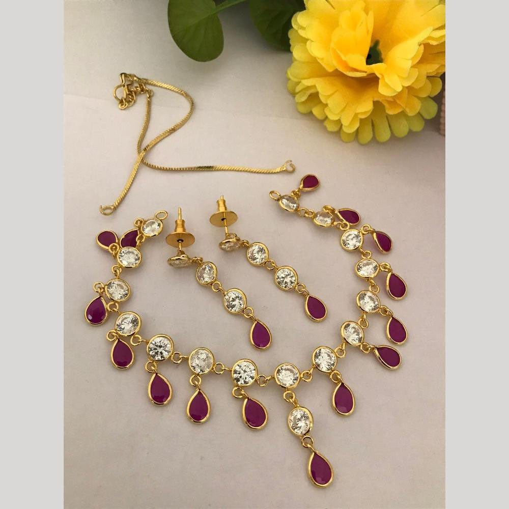 FS Collection Gold Plated Pota Stone Necklace Set
