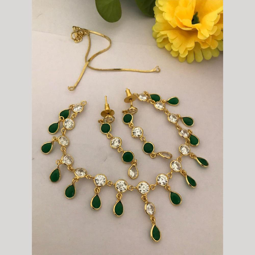 FS Collection Gold Plated Pota Stone Necklace Set