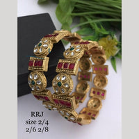FS Collection Gold Plated Pota Stone Bangle Set
