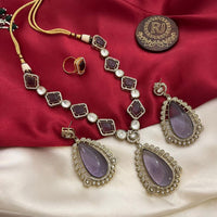 FS Collection Gold Plated Pota Stone Necklace Set