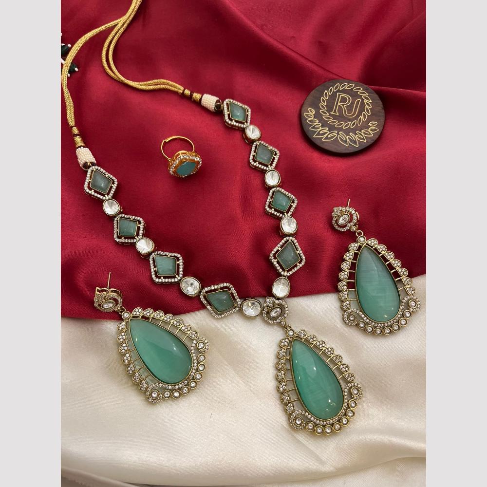 FS Collection Gold Plated Pota Stone Necklace Set