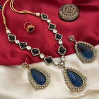 FS Collection Gold Plated Pota Stone Necklace Set