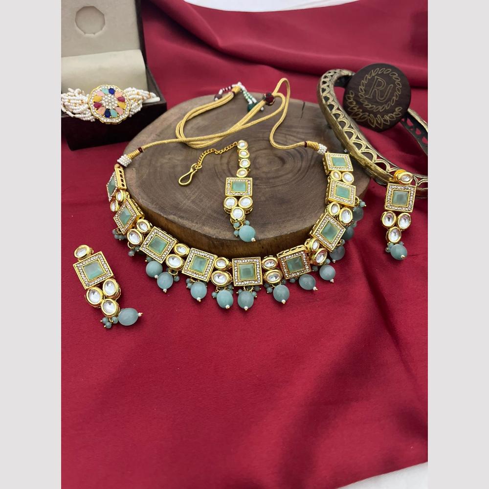 FS Collection Gold Plated Pota Stone Necklace Set