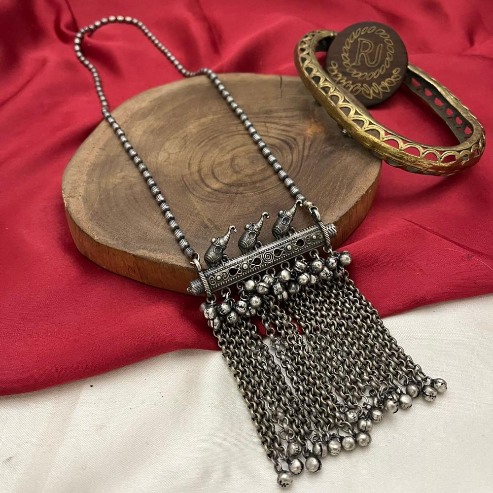 FS Collection Oxidized Plated Long Necklace