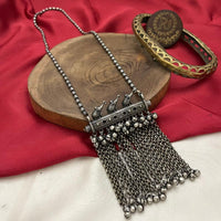 FS Collection Oxidized Plated Long Necklace