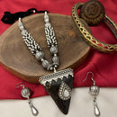 FS Collection Oxidized Plated Long Necklace Set