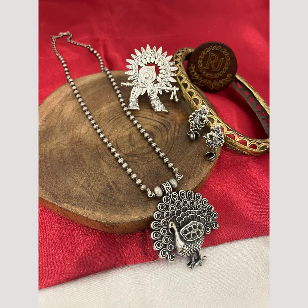 FS Collection Oxidized Plated Long Necklace Set