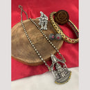 FS Collection Oxidised Plated Temple Long Necklace Set