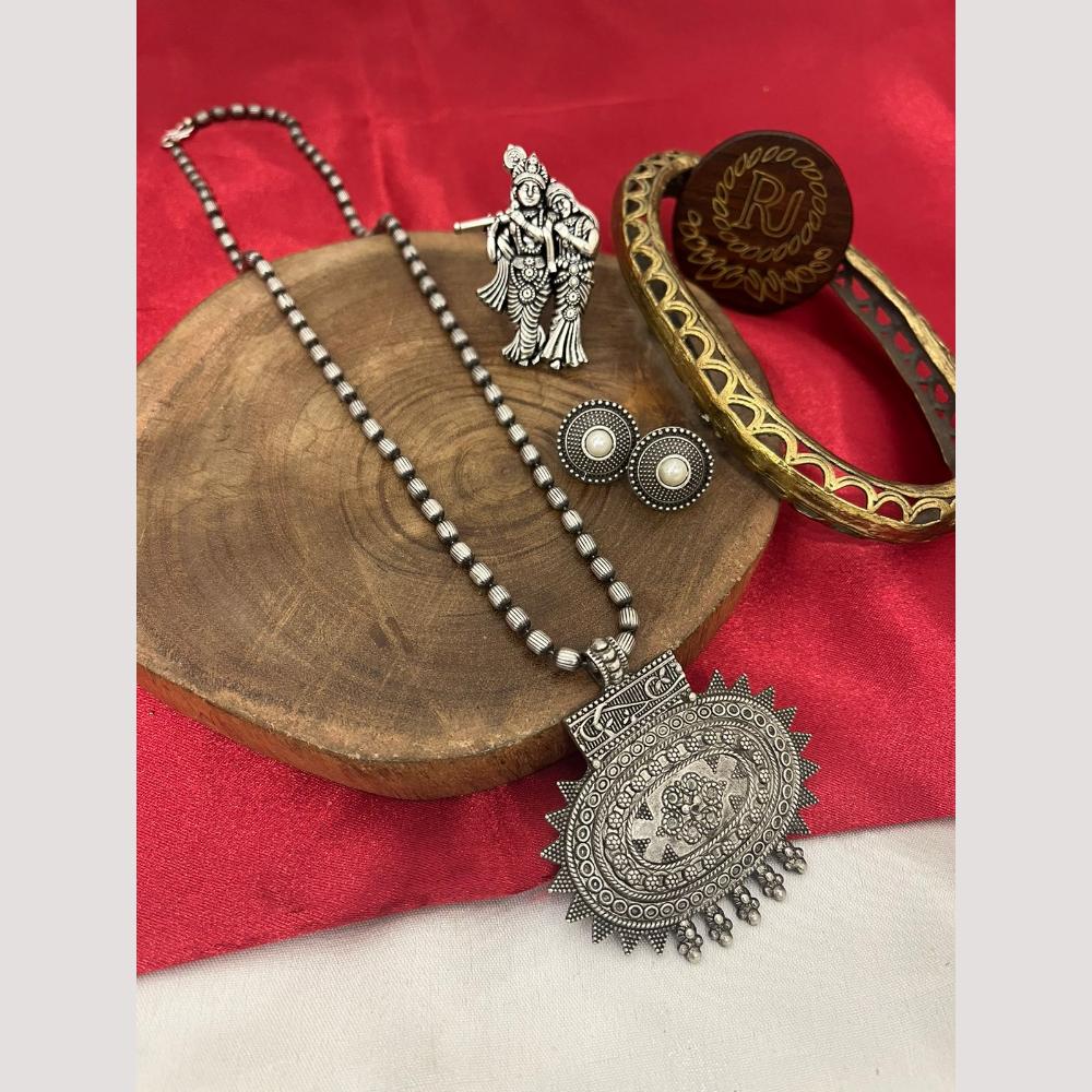FS Collection Oxidized Plated Long Necklace Set
