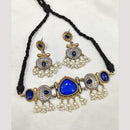 FS Collection Stylish 2-Tone Plated Pota Stones And Pearl Choker Necklace Set