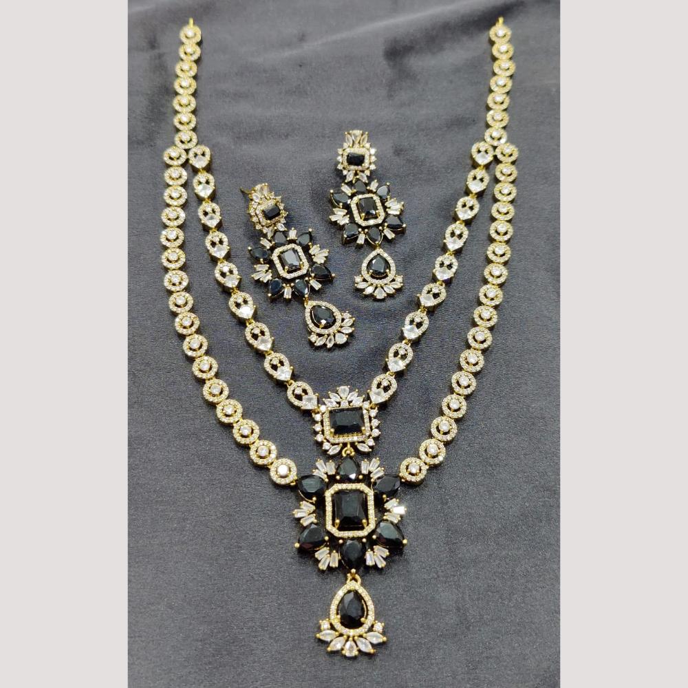 FS Collection Premium Gold Plated American Diamond Necklace Set
