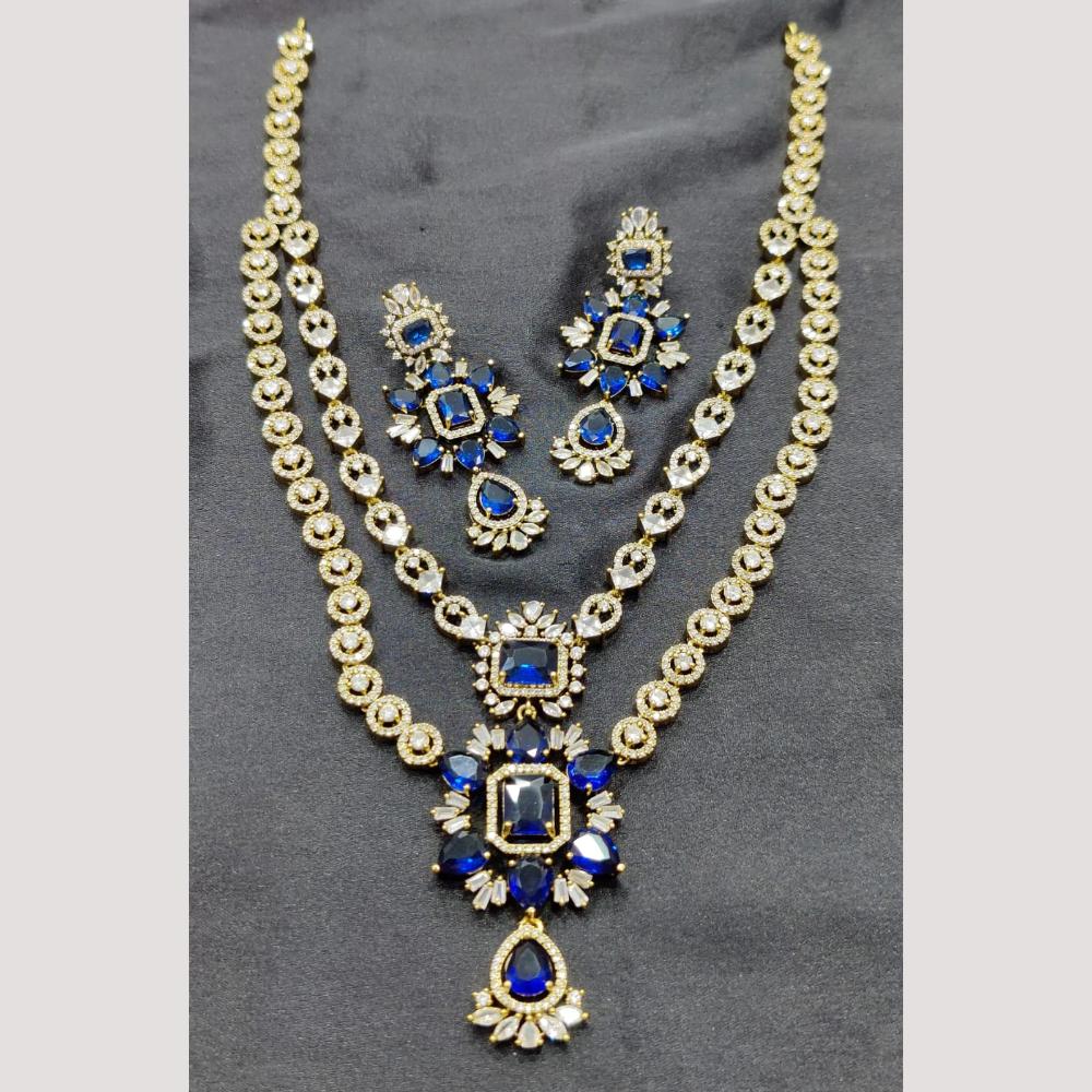 FS Collection Premium Gold Plated American Diamond Necklace Set