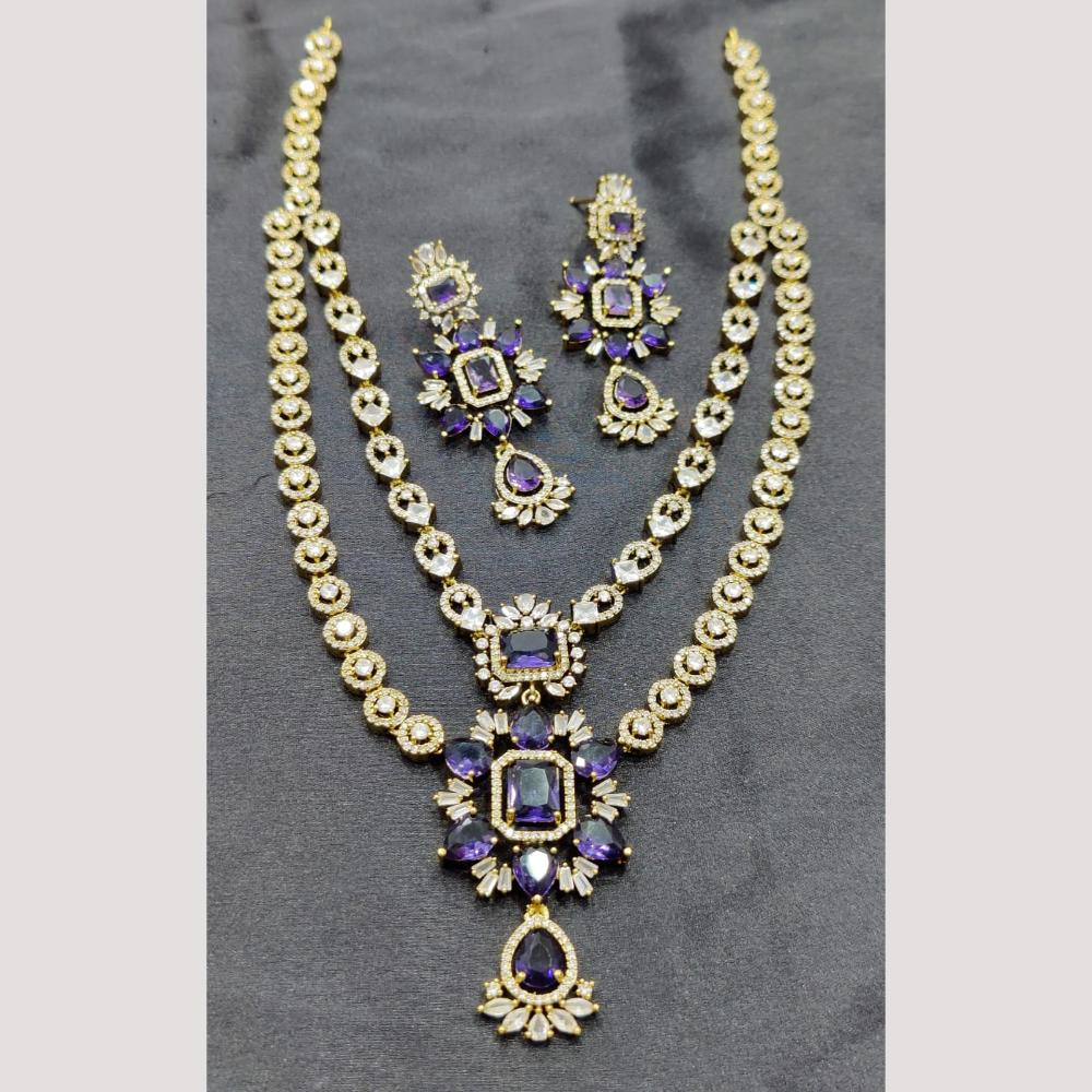 FS Collection Premium Gold Plated American Diamond Necklace Set