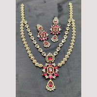 FS Collection Premium Gold Plated American Diamond Necklace Set