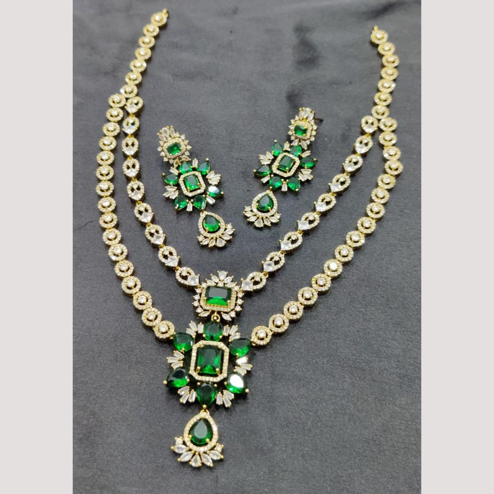 FS Collection Premium Gold Plated American Diamond Necklace Set