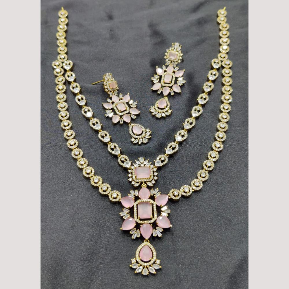 FS Collection Premium Gold Plated American Diamond Necklace Set