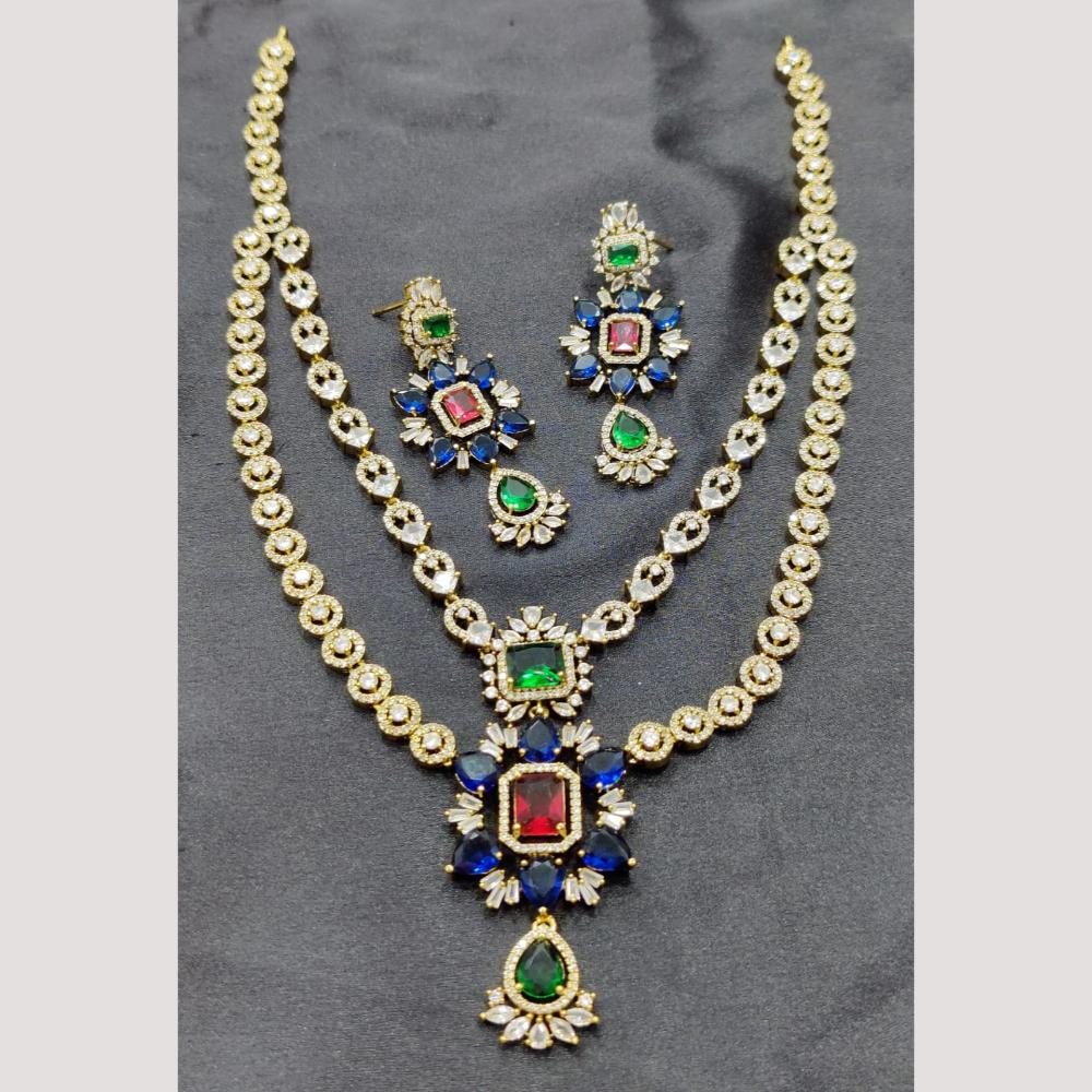 FS Collection Premium Gold Plated American Diamond Necklace Set