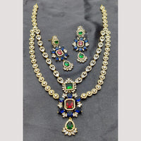 FS Collection Premium Gold Plated American Diamond Necklace Set