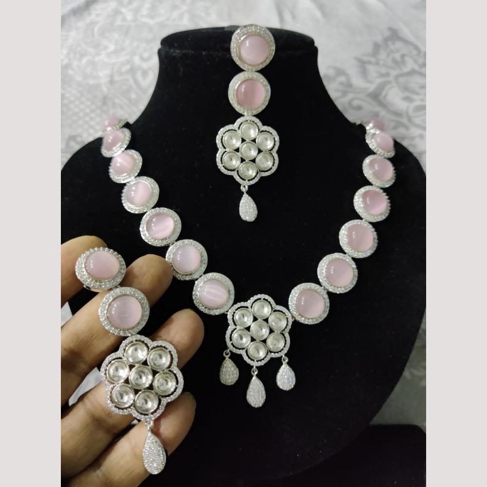 FS Collection Gold Plated Pota Stone And Beads Necklace Set