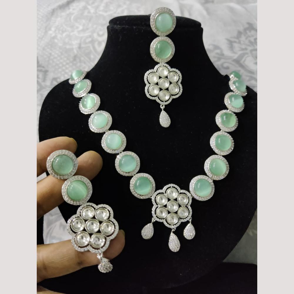 FS Collection Gold Plated Pota Stone And Beads Necklace Set