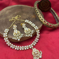 FS Collection Gold Plated Pearl Necklace Set