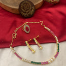 FS Collection Gold Plated Crystal Stone And Pearl Necklace Set