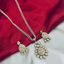FS Collection Gold Plated Kundan & Pearl Long Necklace Set