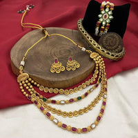 FS Collection Gold Plated Pota Stone Necklace Set
