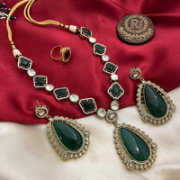 FS Collection Gold Plated Pota Stone Necklace Set