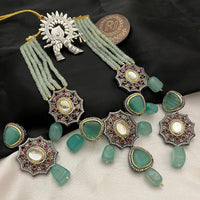 FS Collection Gold Plated Pota Stone Multi Layer Necklace Set