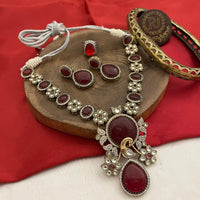 FS Collection Gold Plated Kundan And Pota Necklace Set
