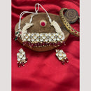 FS Collection Gold Plated Polki Kundan And Beads Choker Necklace Set