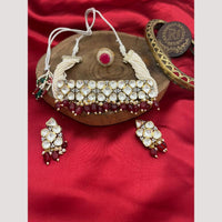FS Collection Gold Plated Polki Kundan And Beads Choker Necklace Set